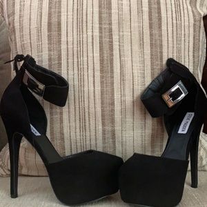 Platform Black Suede High Heels